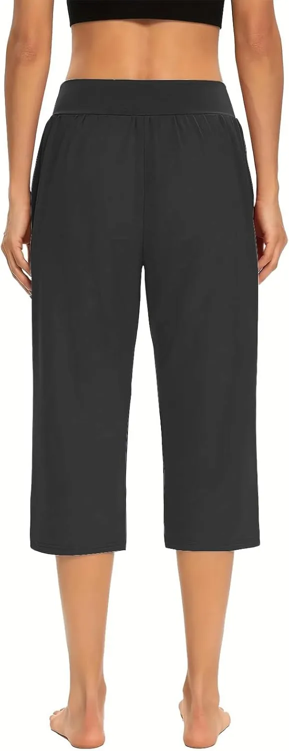 Pull On Capris for Women Dressy Casual Stretch Lightweight Capri Elastic High Waist Lounge Pants 2025 Summer
