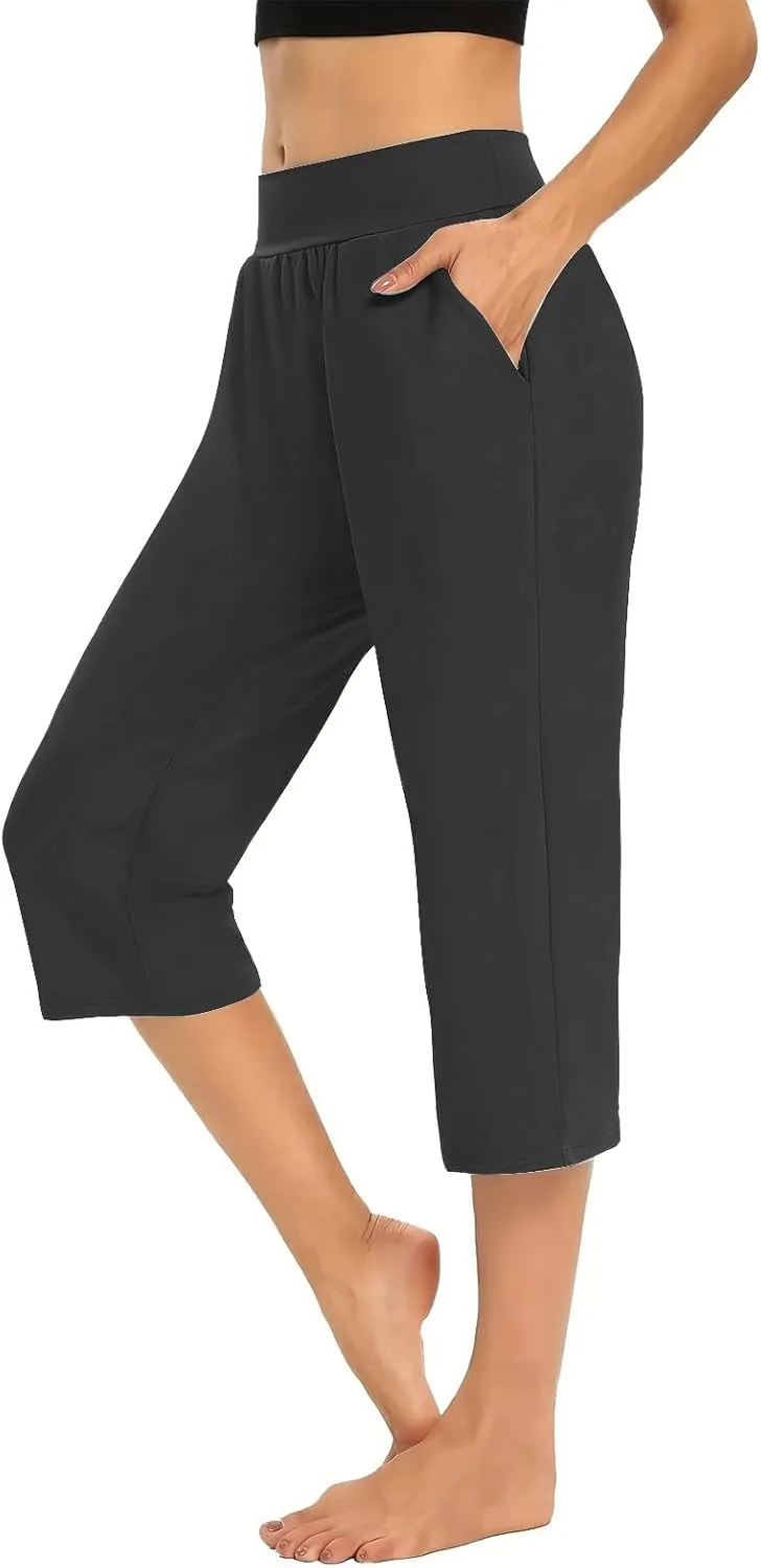 Pull On Capris for Women Dressy Casual Stretch Lightweight Capri Elastic High Waist Lounge Pants 2025 Summer