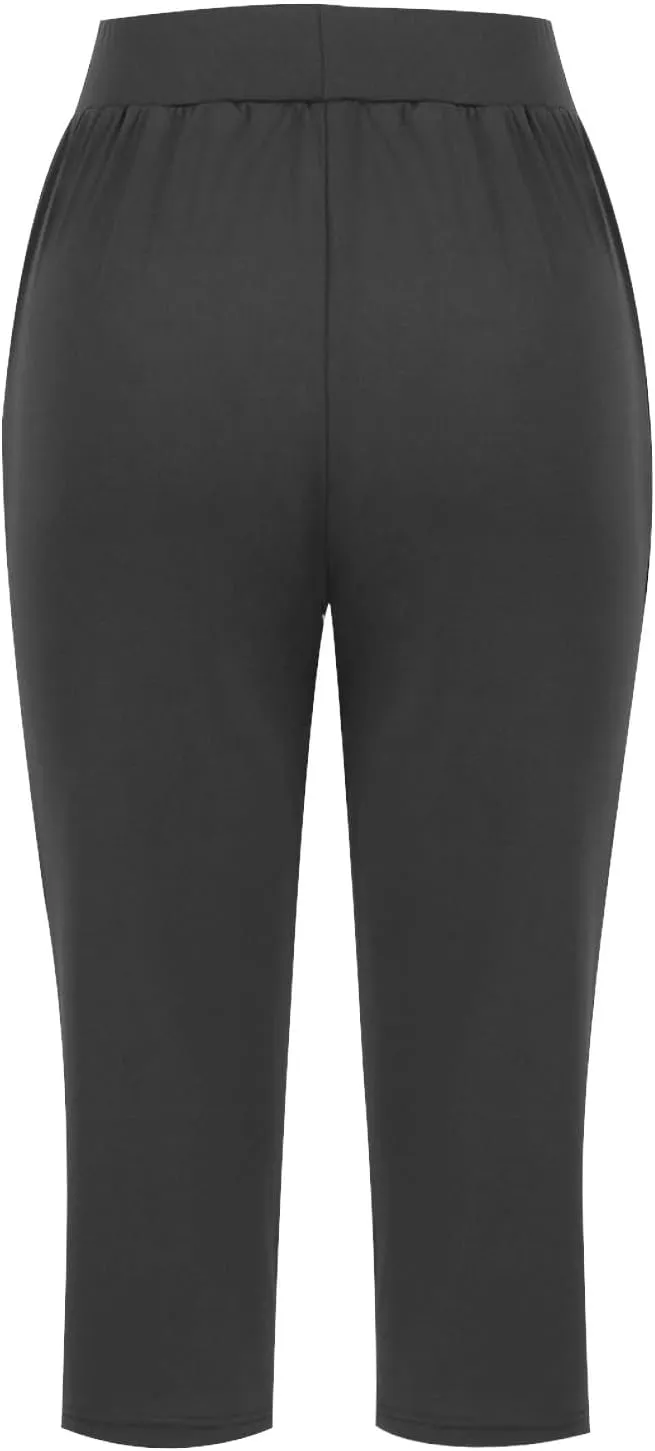 Pull On Capris for Women Dressy Casual Stretch Lightweight Capri Elastic High Waist Lounge Pants 2025 Summer