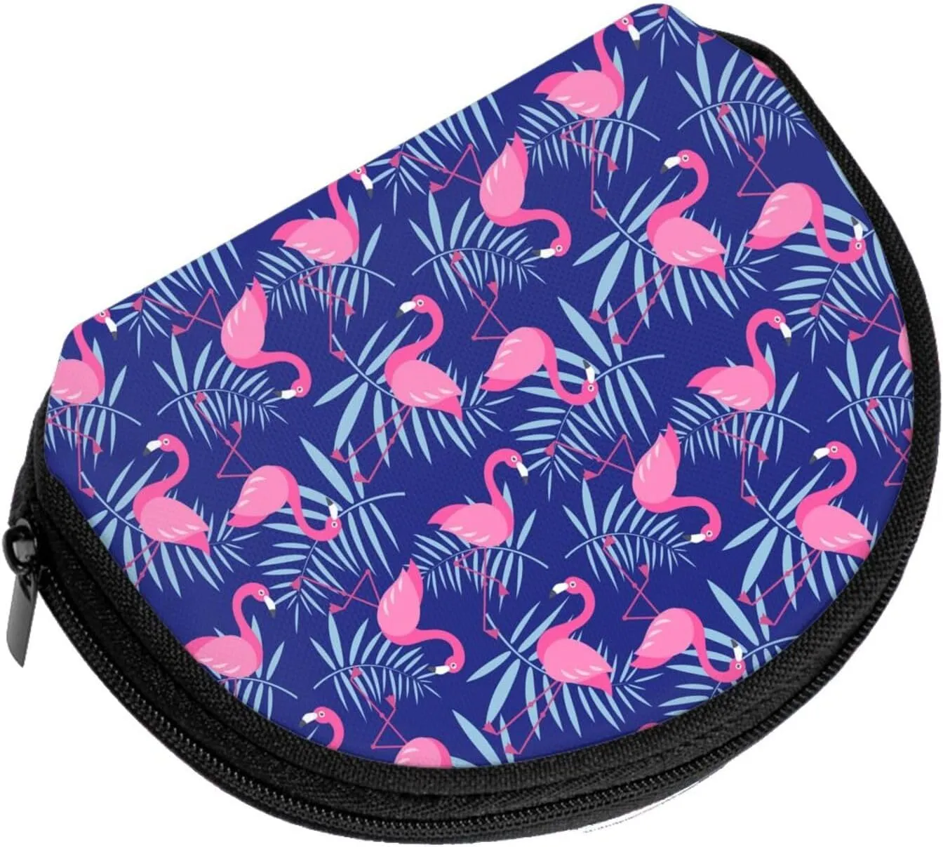 Purple Flamingo Tropical Palm Coin Purse Mini Wallet Change Pouch Key Holder Zipper Small Cosmetic Makeup Storage Bags