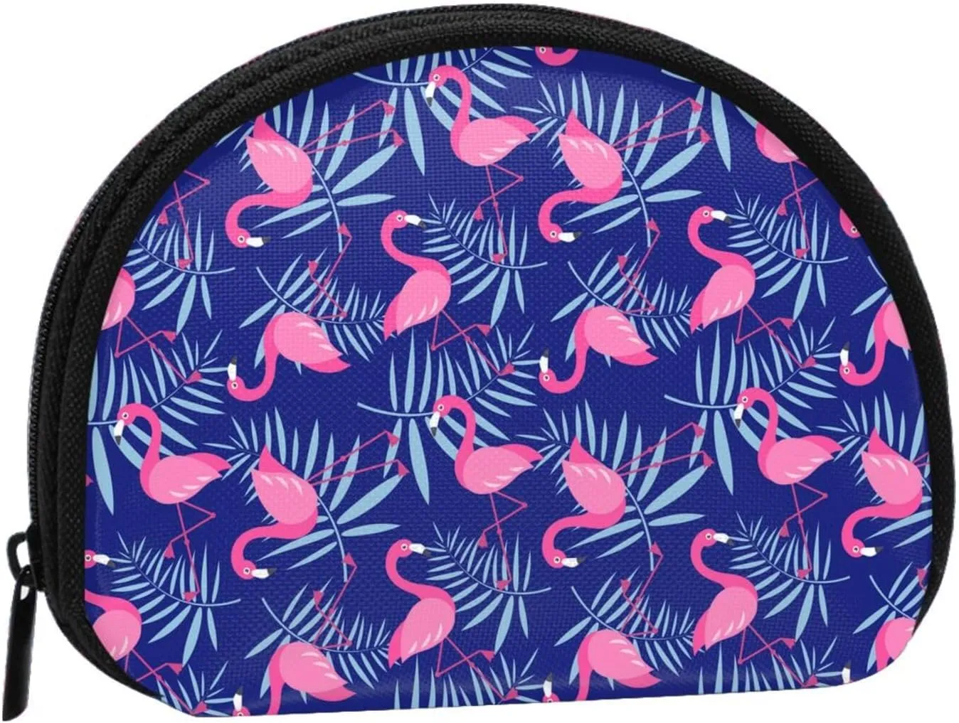 Purple Flamingo Tropical Palm Coin Purse Mini Wallet Change Pouch Key Holder Zipper Small Cosmetic Makeup Storage Bags