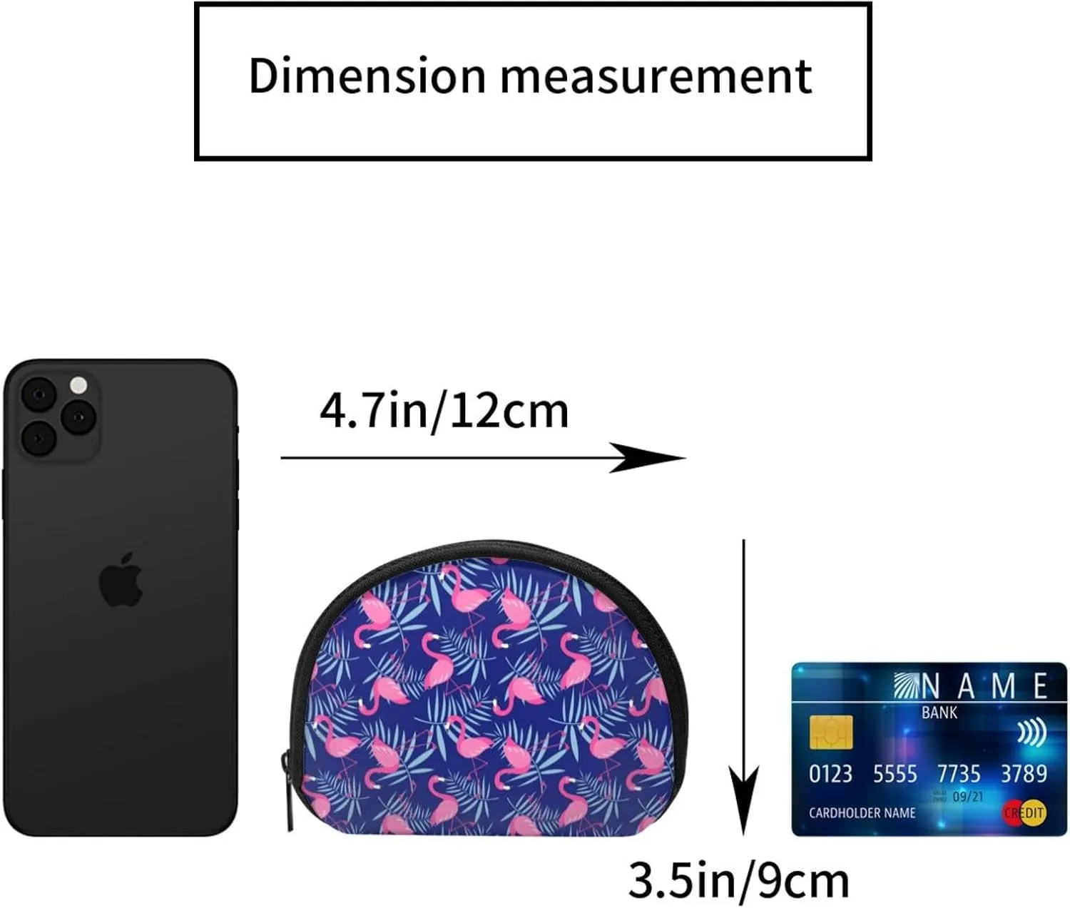Purple Flamingo Tropical Palm Coin Purse Mini Wallet Change Pouch Key Holder Zipper Small Cosmetic Makeup Storage Bags