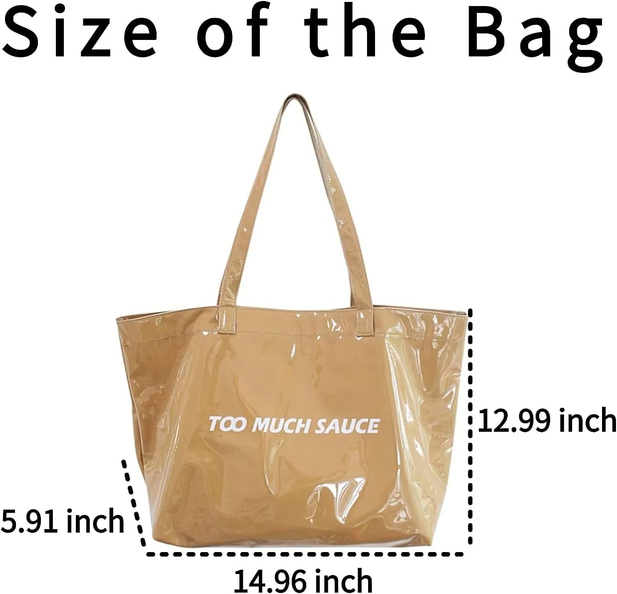 PVC Tote Bag Large Waterproof Kraft Paper Handbags with Zipper Pockets Handle for Women Work Beach Swimming