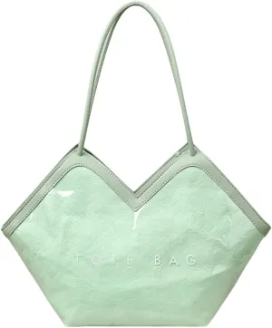 PVC Tote Bag Large Waterproof Kraft Paper Handbags with Zipper Pockets Handle for Women Work Beach Swimming