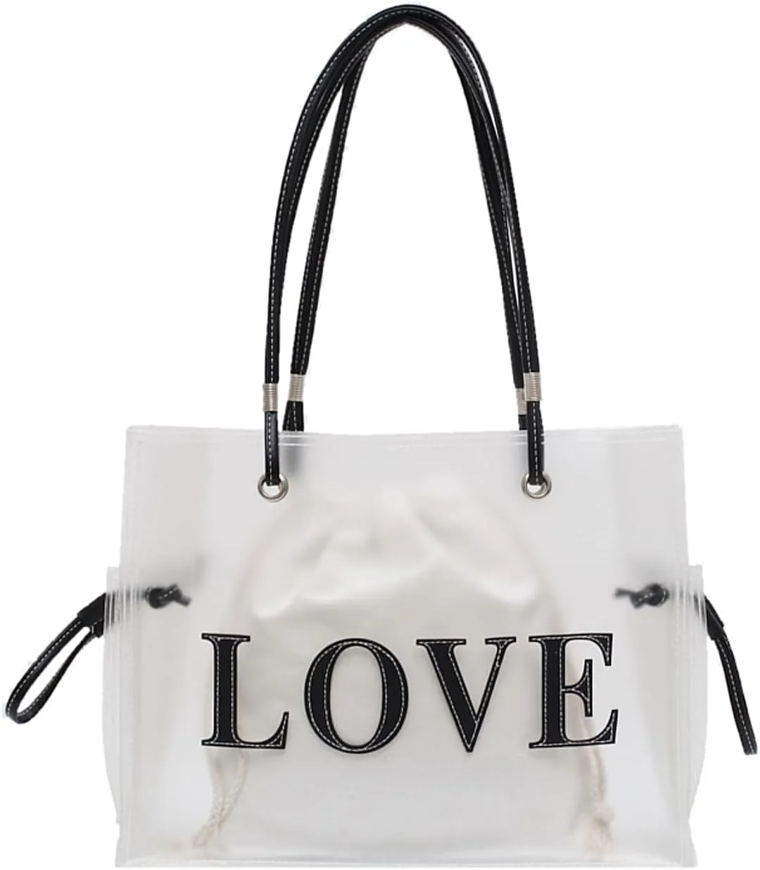 PVC Tote Bag Large Waterproof Kraft Paper Handbags with Zipper Pockets Handle for Women Work Beach Swimming
