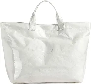 PVC Tote Bag Large Waterproof Kraft Paper Handbags with Zipper Pockets Handle for Women Work Beach Swimming