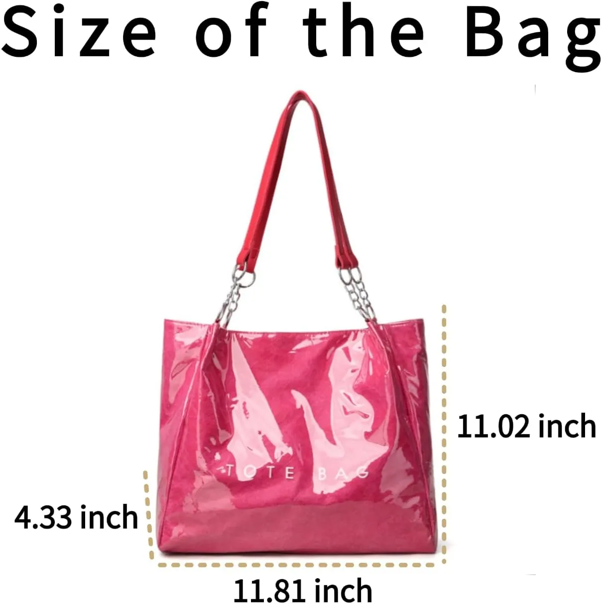 PVC Tote Bag Large Waterproof Kraft Paper Handbags with Zipper Pockets Handle for Women Work Beach Swimming