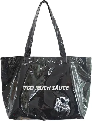 PVC Tote Bag Large Waterproof Kraft Paper Handbags with Zipper Pockets Handle for Women Work Beach Swimming