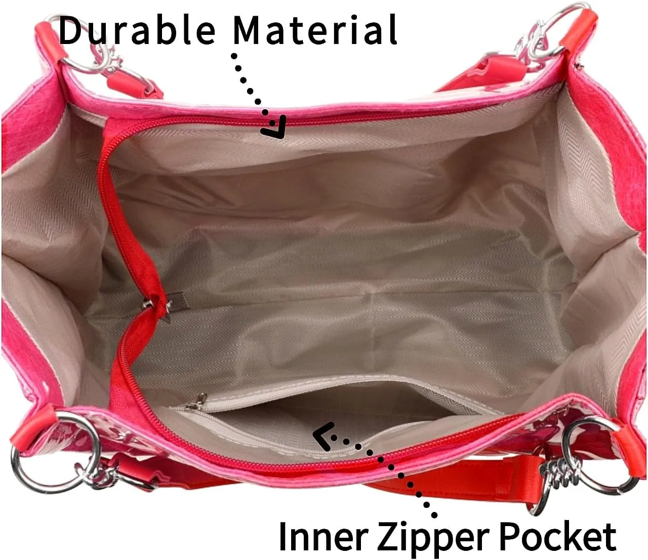 PVC Tote Bag Large Waterproof Kraft Paper Handbags with Zipper Pockets Handle for Women Work Beach Swimming
