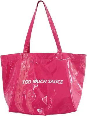 PVC Tote Bag Large Waterproof Kraft Paper Handbags with Zipper Pockets Handle for Women Work Beach Swimming