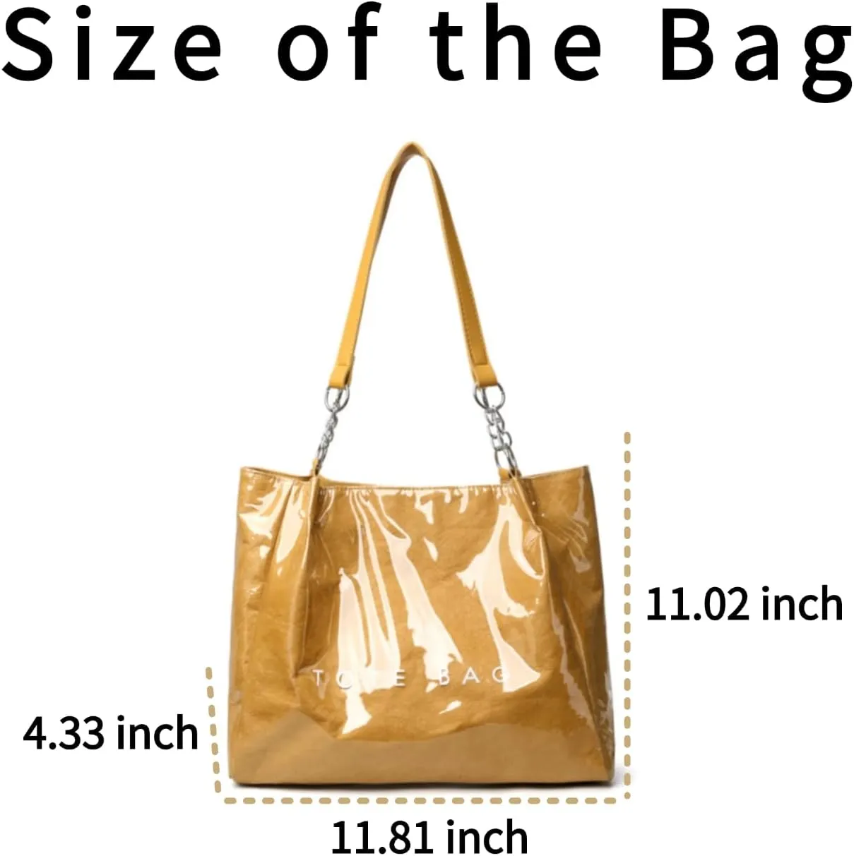 PVC Tote Bag Large Waterproof Kraft Paper Handbags with Zipper Pockets Handle for Women Work Beach Swimming