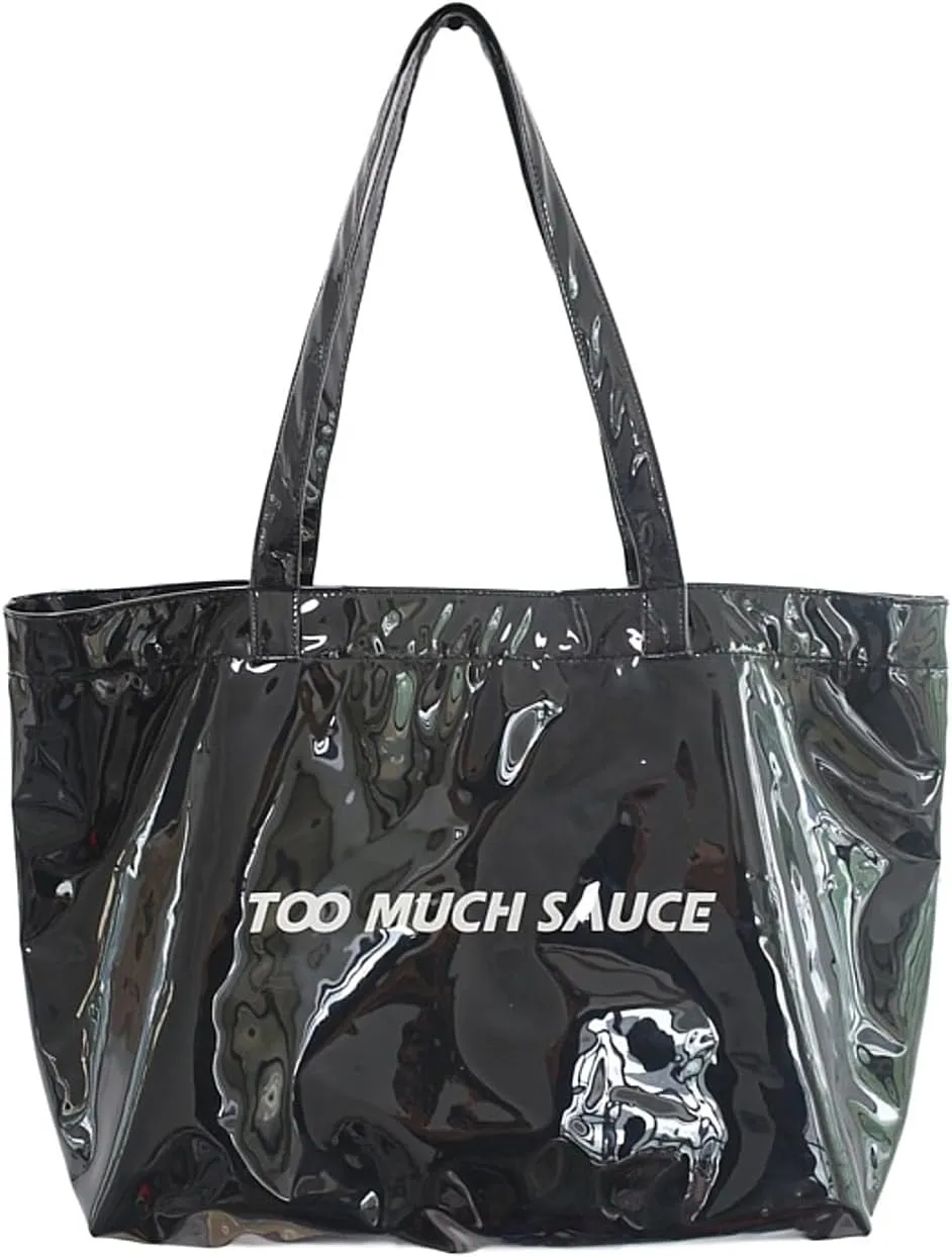 PVC Tote Bag Large Waterproof Kraft Paper Handbags with Zipper Pockets Handle for Women Work Beach Swimming