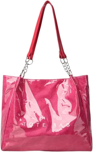 PVC Tote Bag Large Waterproof Kraft Paper Handbags with Zipper Pockets Handle for Women Work Beach Swimming
