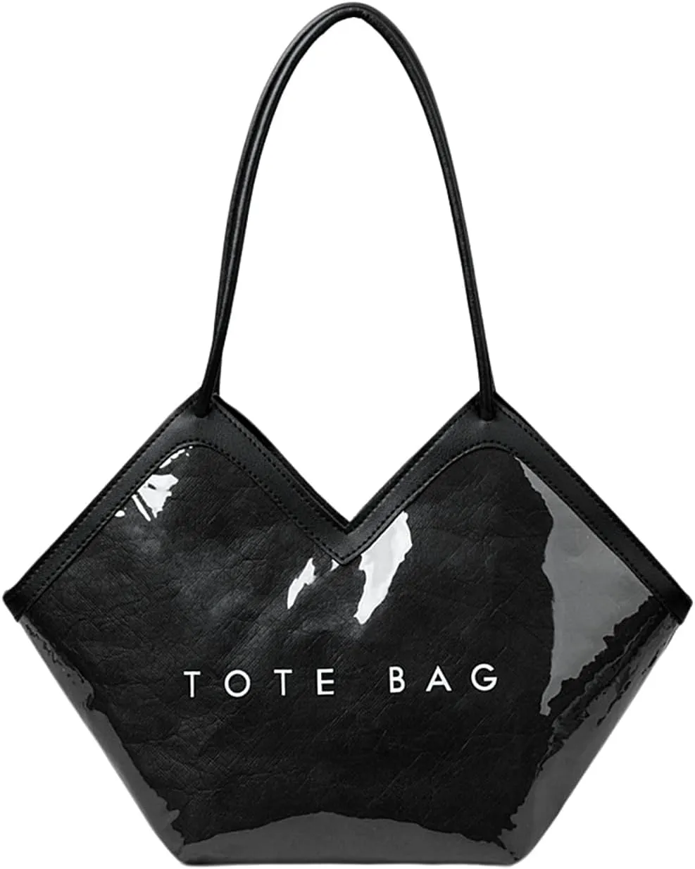 PVC Tote Bag Large Waterproof Kraft Paper Handbags with Zipper Pockets Handle for Women Work Beach Swimming