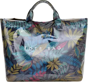 PVC Tote Bag Large Waterproof Kraft Paper Handbags with Zipper Pockets Handle for Women Work Beach Swimming