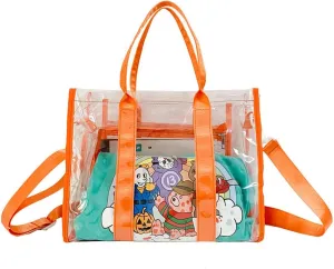 PVC Tote Bag Large Waterproof Kraft Paper Handbags with Zipper Pockets Handle for Women Work Beach Swimming