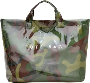 PVC Tote Bag Large Waterproof Kraft Paper Handbags with Zipper Pockets Handle for Women Work Beach Swimming