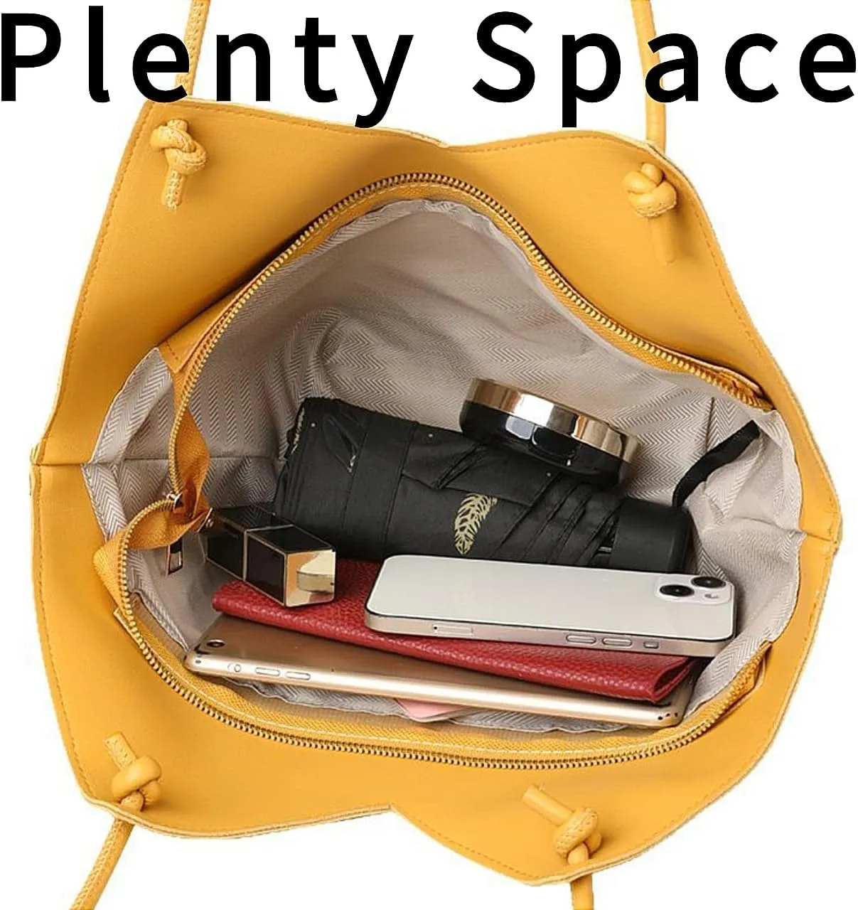 PVC Tote Bag Large Waterproof Kraft Paper Handbags with Zipper Pockets Handle for Women Work Beach Swimming