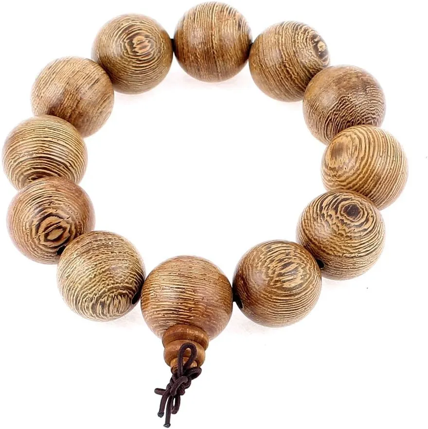 Qtqgoitem Wood Round Beads Elastic String Lucky Buddhist Prayer Bracelet Brown (Model: 42a 9f2 934 57c ce3)