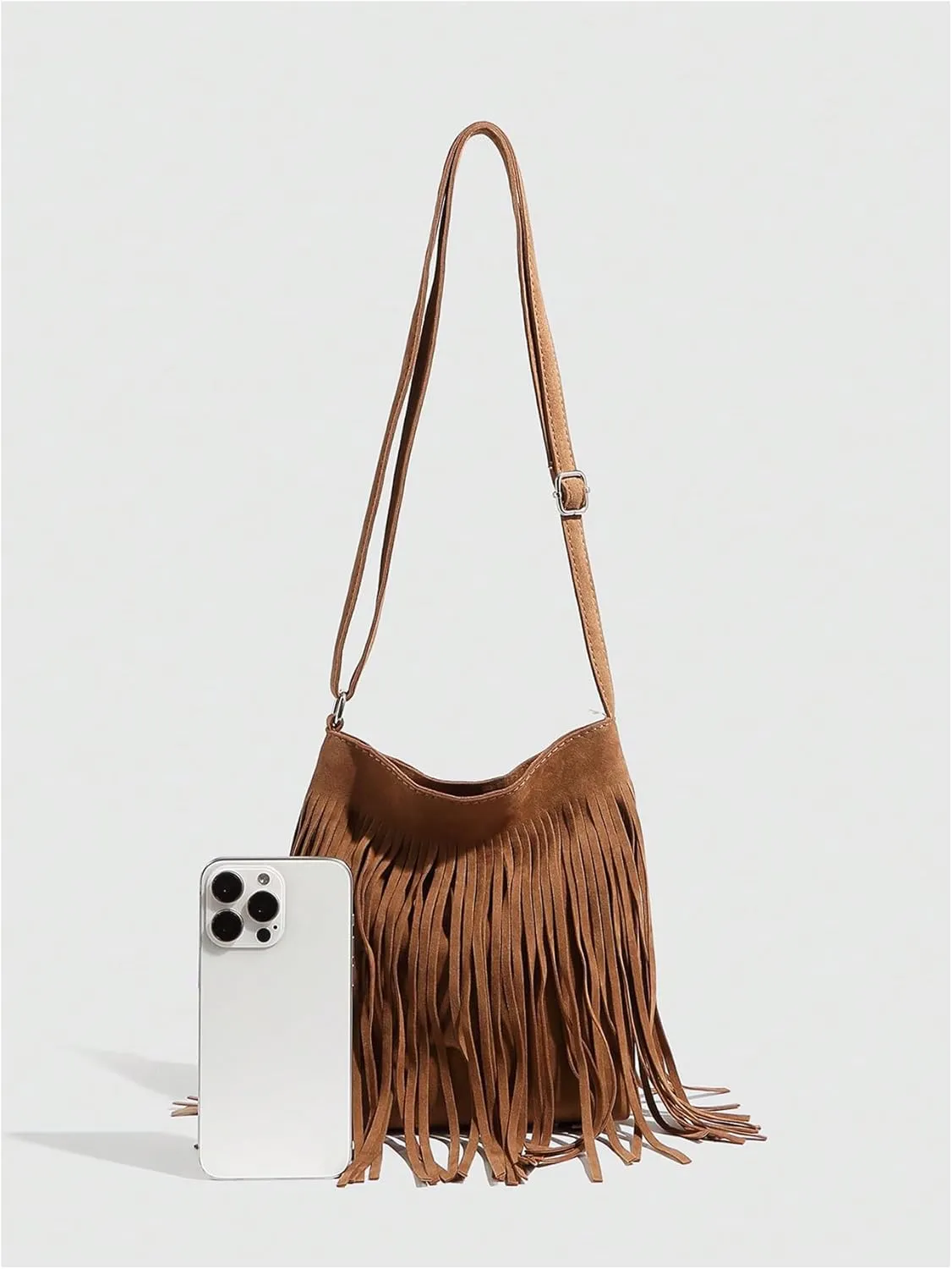 QWINEE Women's Fringe Hobo Bags Tassel Vintage Suede Crossbody Bag Shoulder Bags