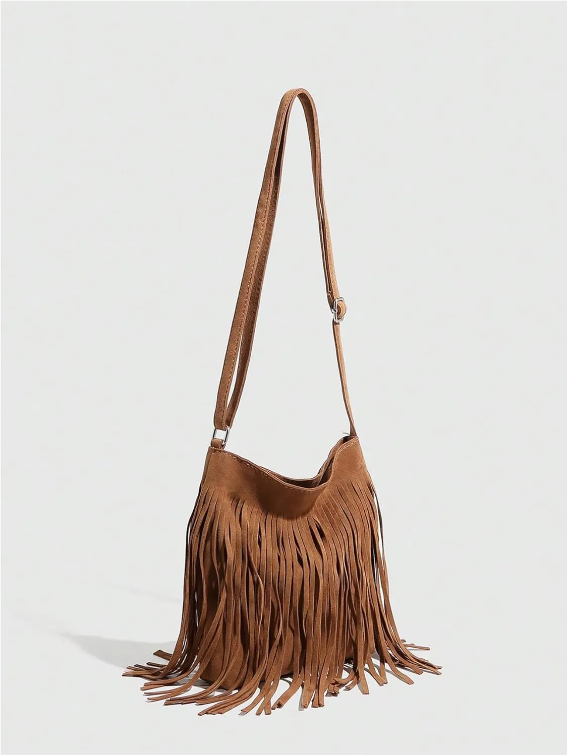 QWINEE Women's Fringe Hobo Bags Tassel Vintage Suede Crossbody Bag Shoulder Bags