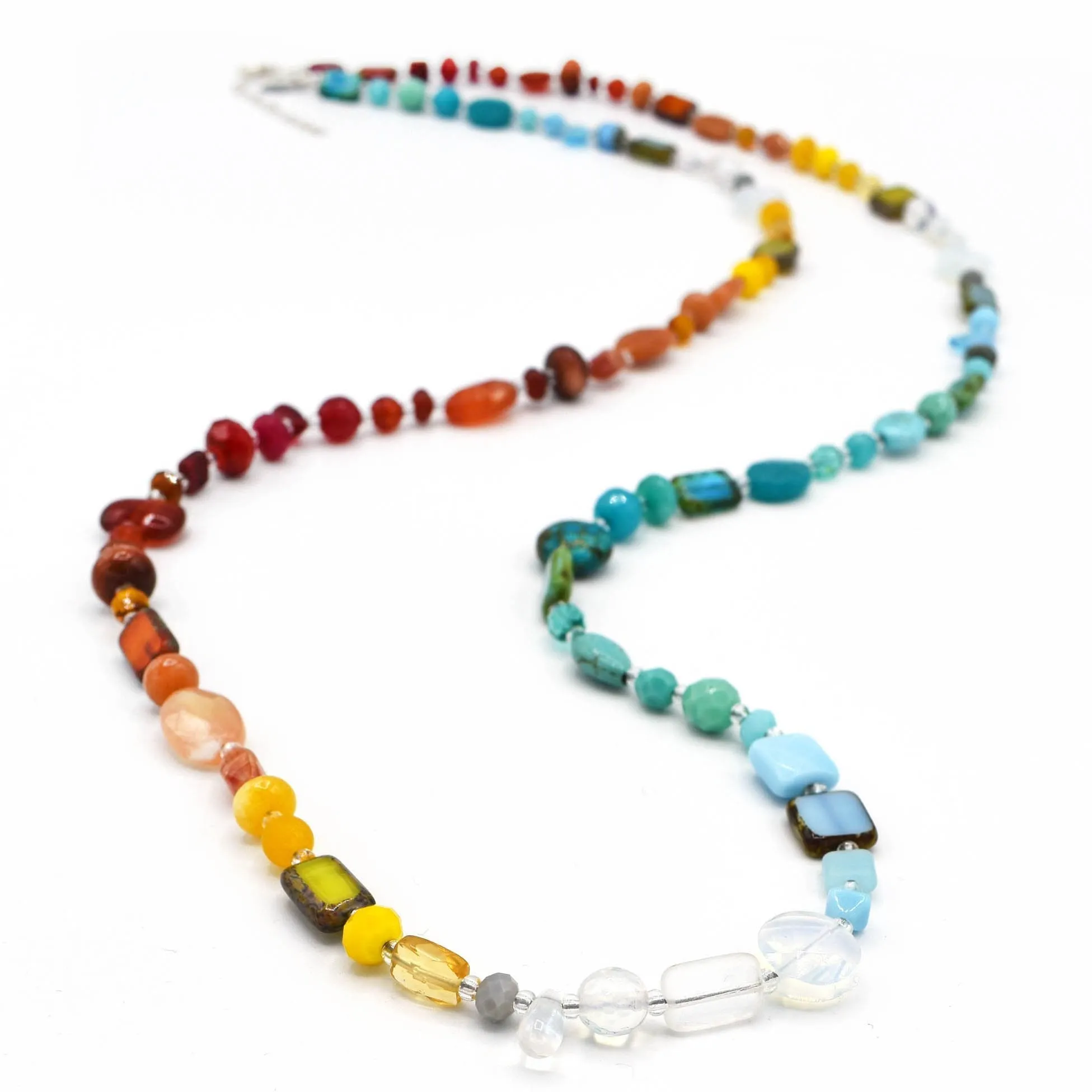 Rainbow Gemstone Medley, Convertible Necklace/Bracelet, 44"