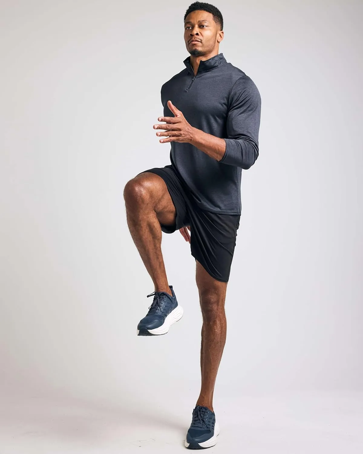 Real Essentials 3 Pack: Men's Dry-Fit Active Quarter Zip Long Sleeve Athletic Performance Pullover (Available in Big & Tall)