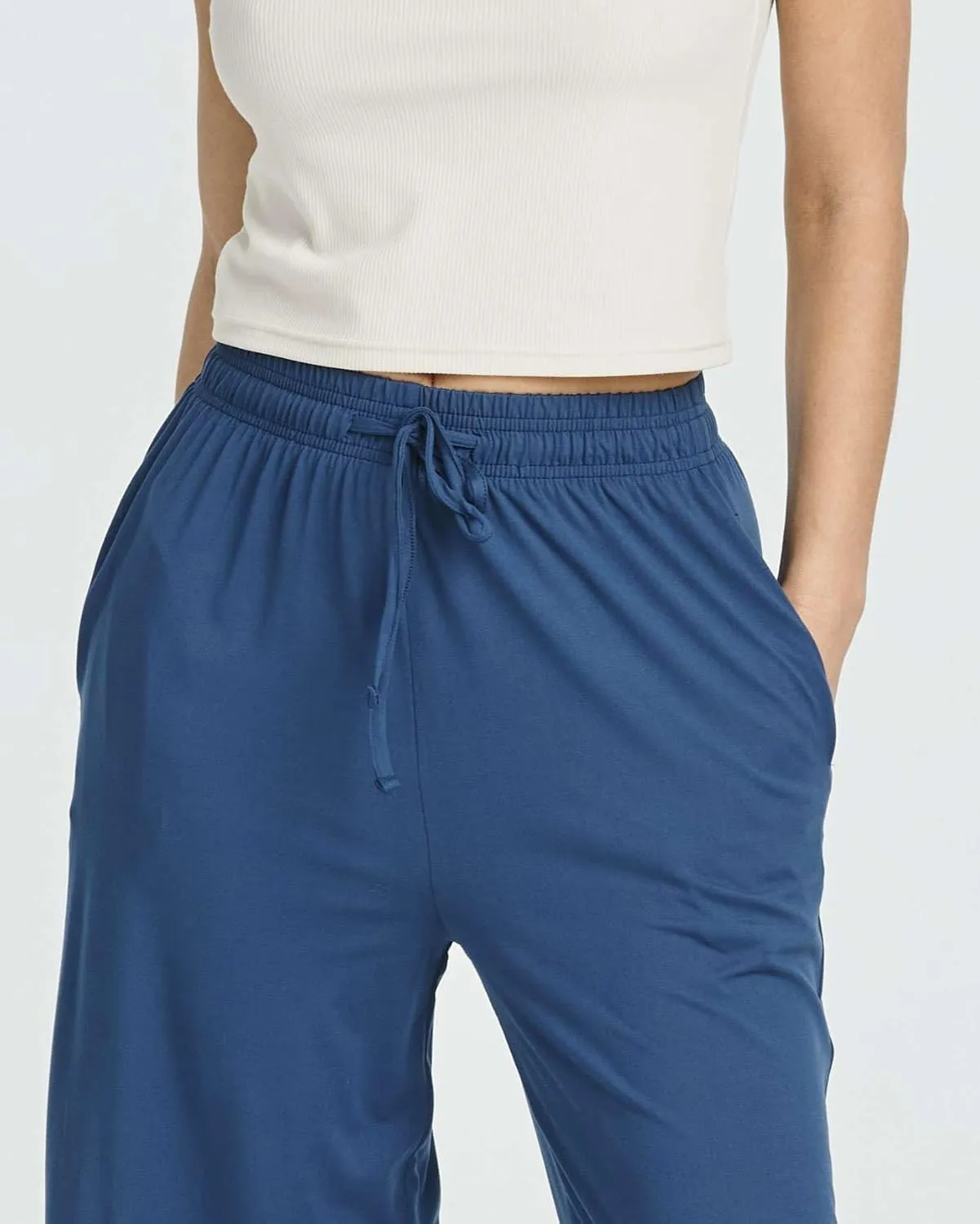 Real Essentials 3 Pack: Women's Ultra-Soft Wide Leg Loose Capri Open Bottom Pants - Yoga Lounge Pockets(Available in Plus)