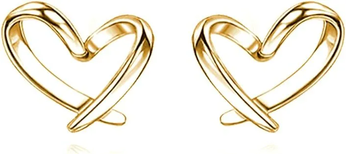 Reffeer Solid 925 Sterling Silver Tiny Heart Stud Earrings for Women Teens Love Heart Stud Earrings