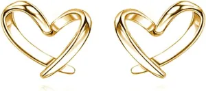 Reffeer Solid 925 Sterling Silver Tiny Heart Stud Earrings for Women Teens Love Heart Stud Earrings