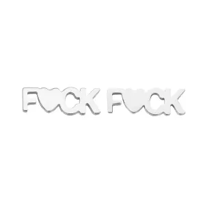 Rhodium 'fuck' Mini Stud Earrings