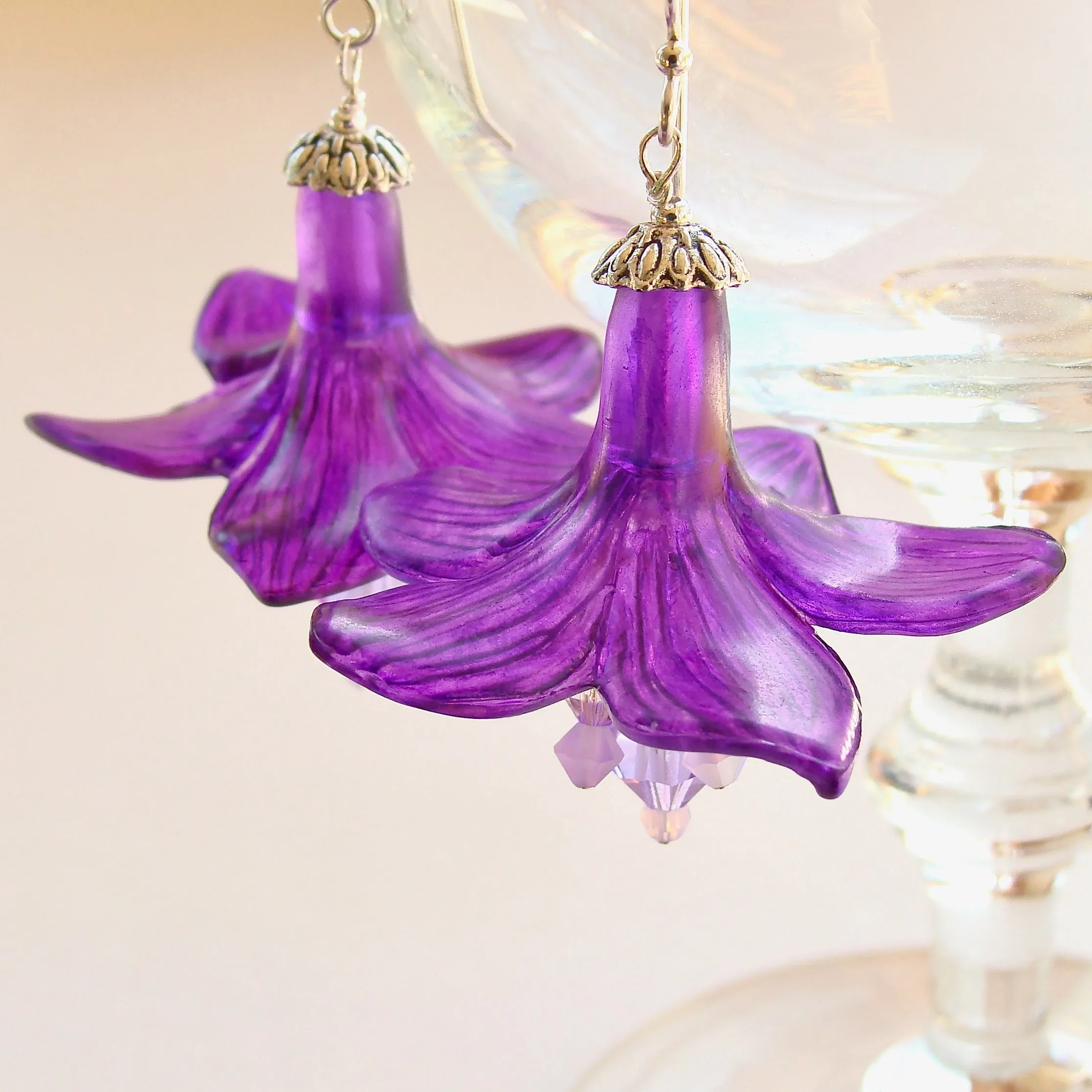 Rhys: Purple Flower Earrings