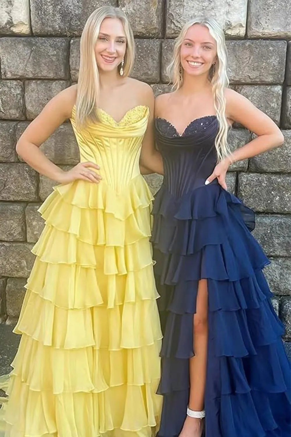 RKQWPlQ Strapless Layered Floral Prom Dress Corset Ball Gown Tiered Chiffon Prom Dresses Formal Evening Gowns with Slit