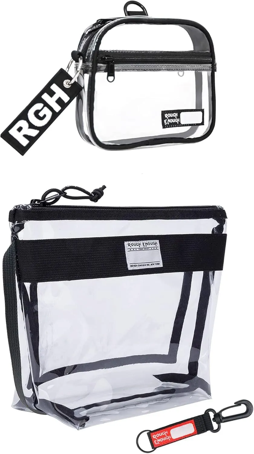 Rough Enough Clear Toiletry Bags for Traveling Bundle Set