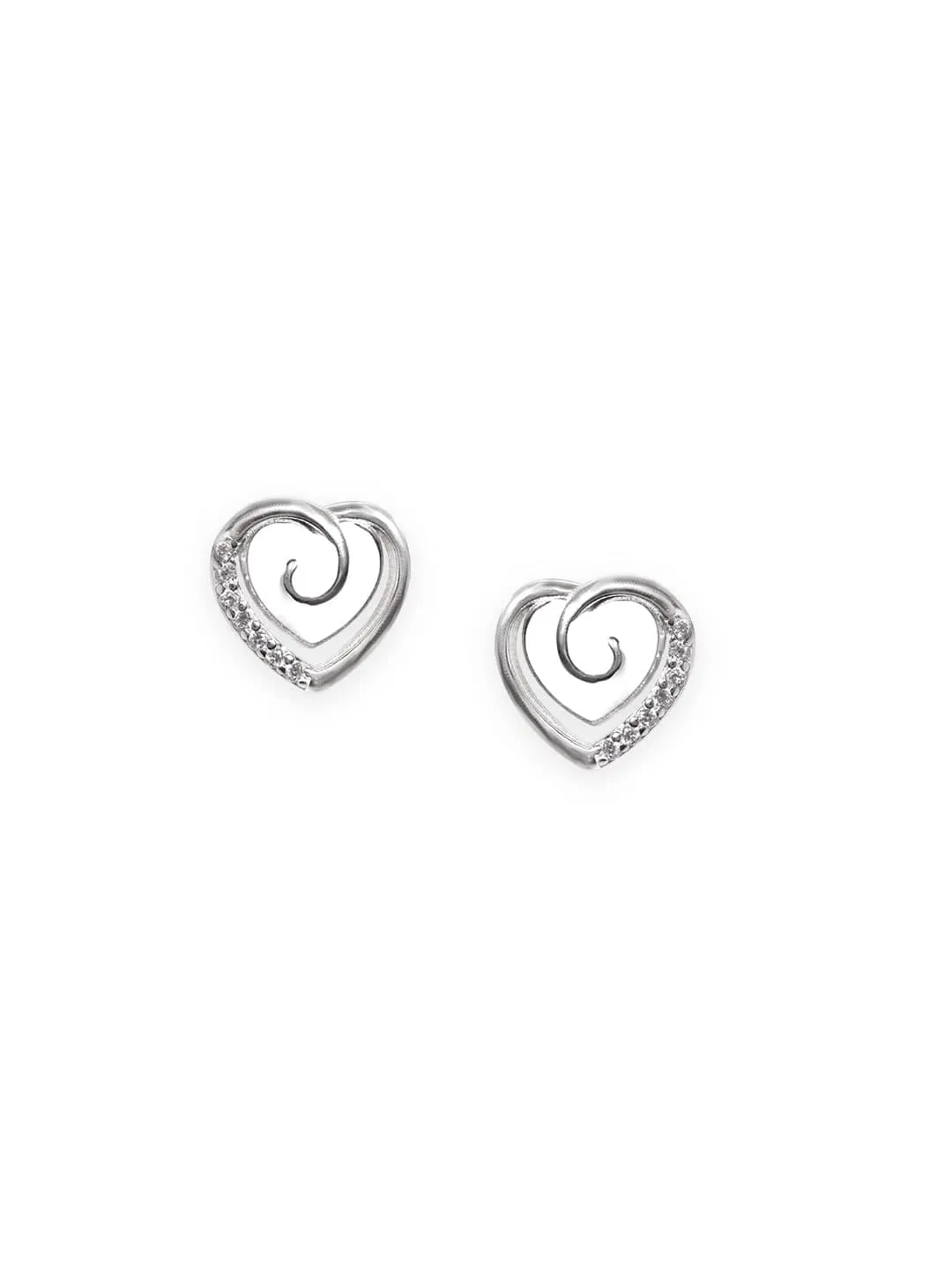 Rubans 925 Silver Sterling Silver Heart Stud Earrings