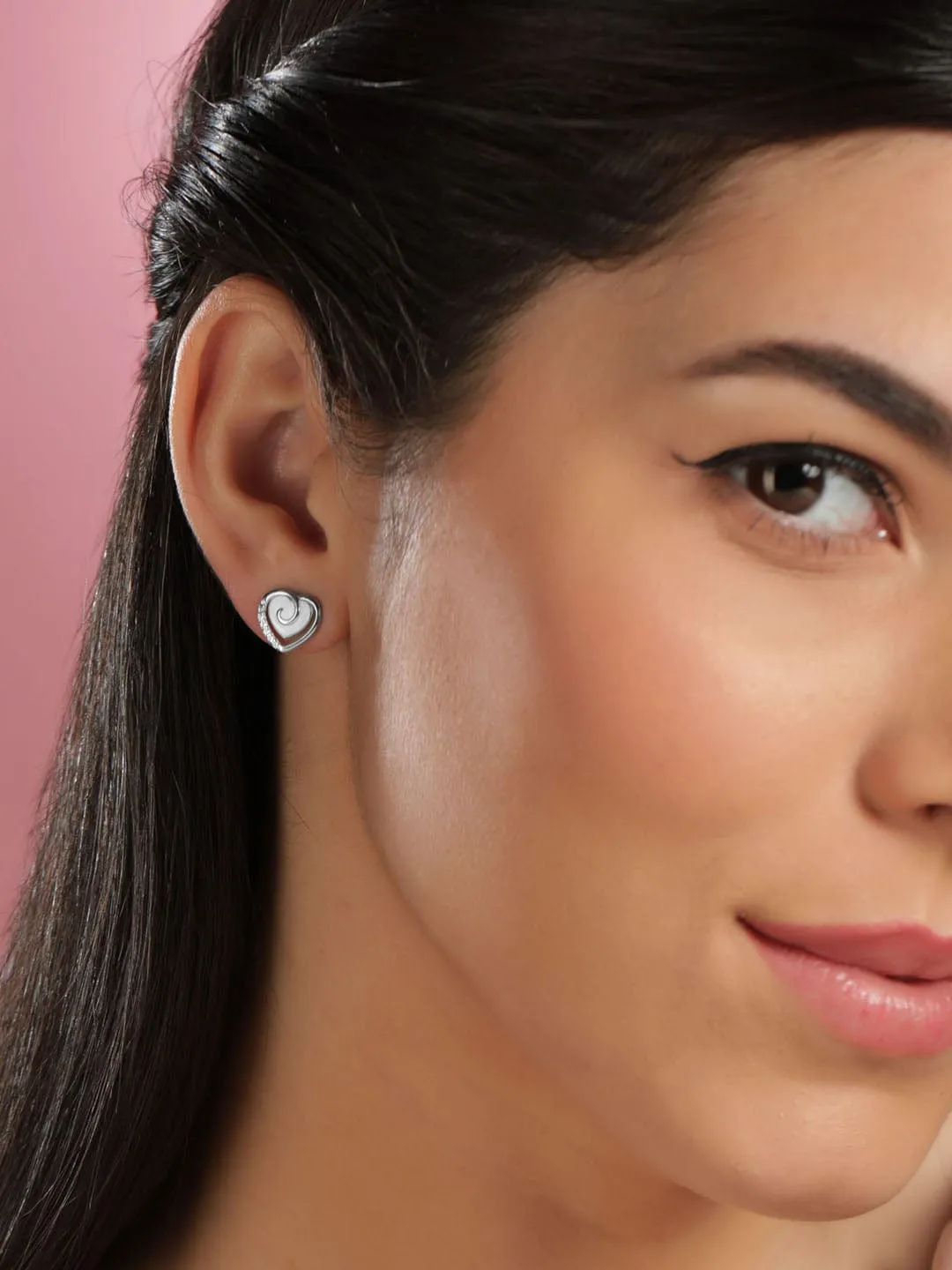 Rubans 925 Silver Sterling Silver Heart Stud Earrings