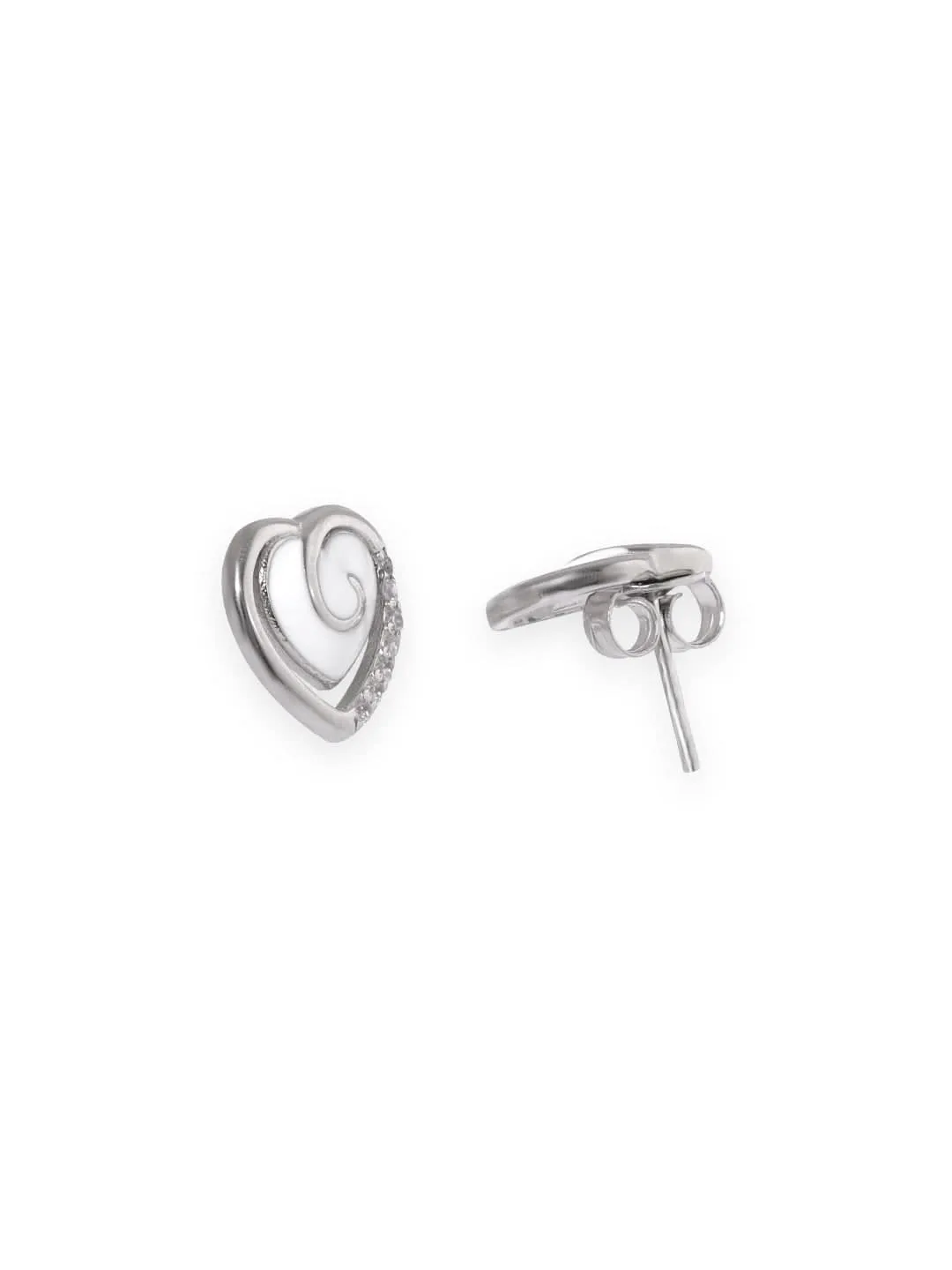 Rubans 925 Silver Sterling Silver Heart Stud Earrings