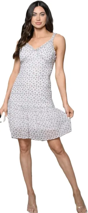 Ruffle Floral Mini Dress, Small Multicolor