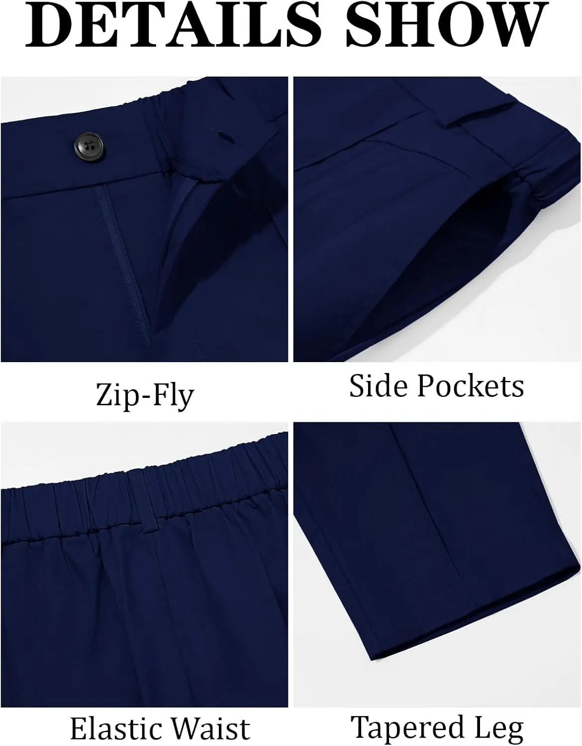Runcati Mens Slim Fit Dress Pants Chino Casual Elastic Waist Slacks Trousers Skinny Stretch Suit Pants