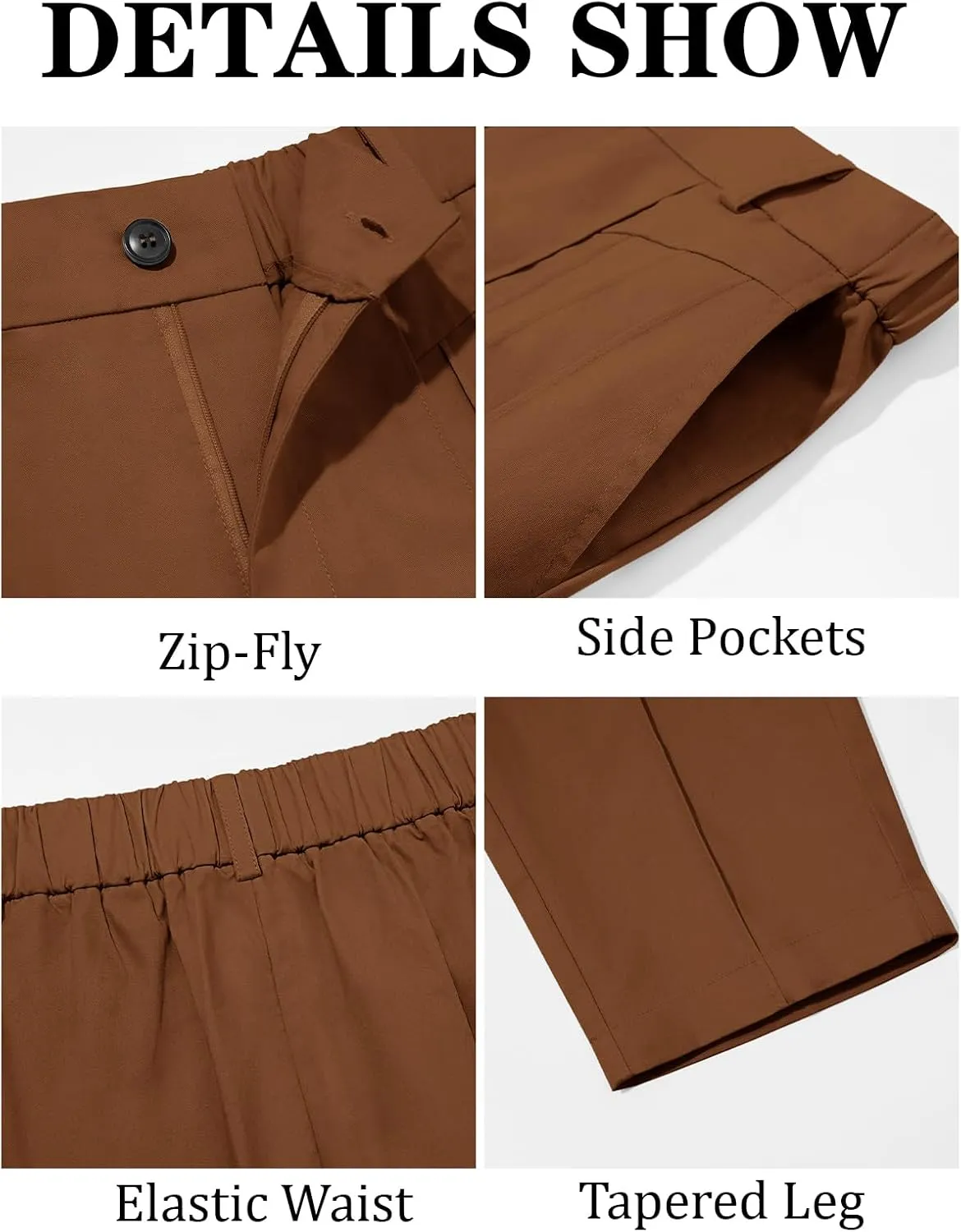 Runcati Mens Slim Fit Dress Pants Chino Casual Elastic Waist Slacks Trousers Skinny Stretch Suit Pants