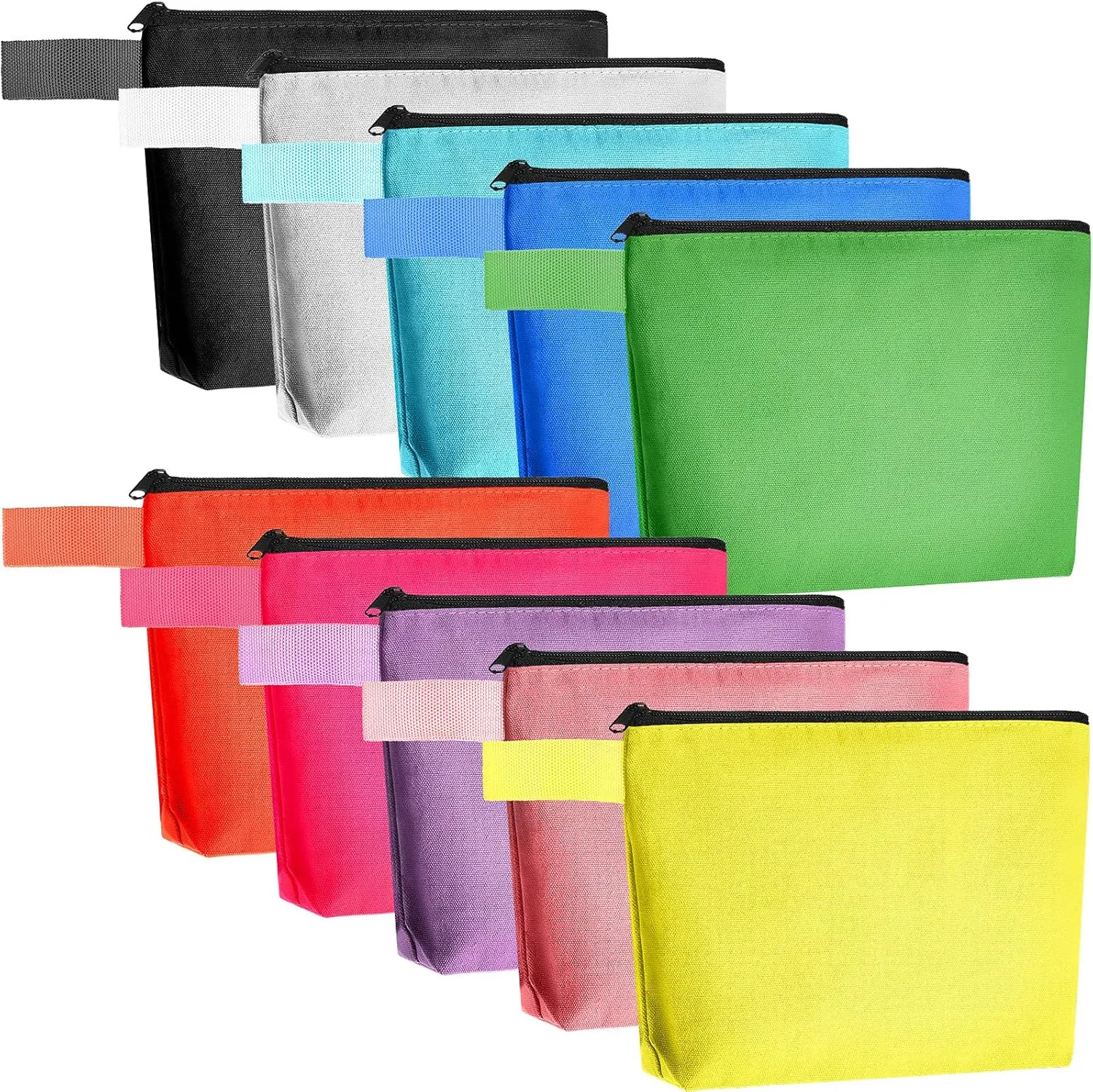 Saintrygo 10 Pieces Canvas Makeup Bags Bulk for Women Travel Cosmetic Organizer Plain Storage Pouch Multi-Purpose Blank Travel Toiletry DIY Craft Bags with Zipper(Pastel,8.7 x 5 x 1.8 Inch)
