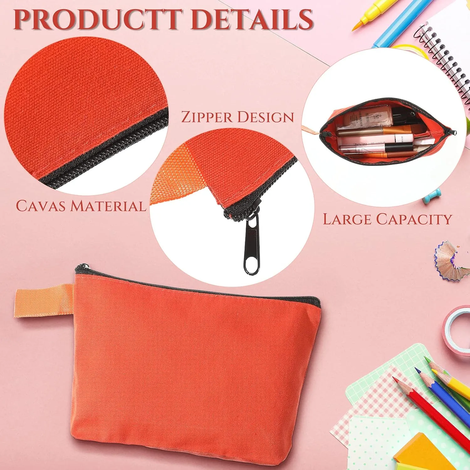 Saintrygo 10 Pieces Canvas Makeup Bags Bulk for Women Travel Cosmetic Organizer Plain Storage Pouch Multi-Purpose Blank Travel Toiletry DIY Craft Bags with Zipper(Pastel,8.7 x 5 x 1.8 Inch)