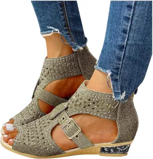 Sandalias Para Mujer Elegantes, Womens Sandals Comfy Platform Sandal Ring Toe Leather Slippers Shoes Travel Sandals