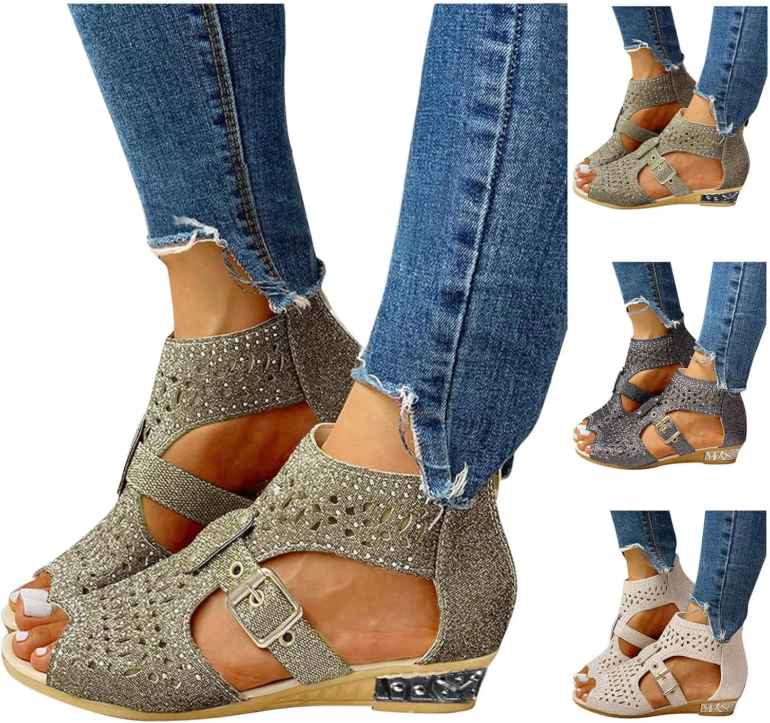 Sandalias Para Mujer Elegantes, Womens Sandals Comfy Platform Sandal Ring Toe Leather Slippers Shoes Travel Sandals