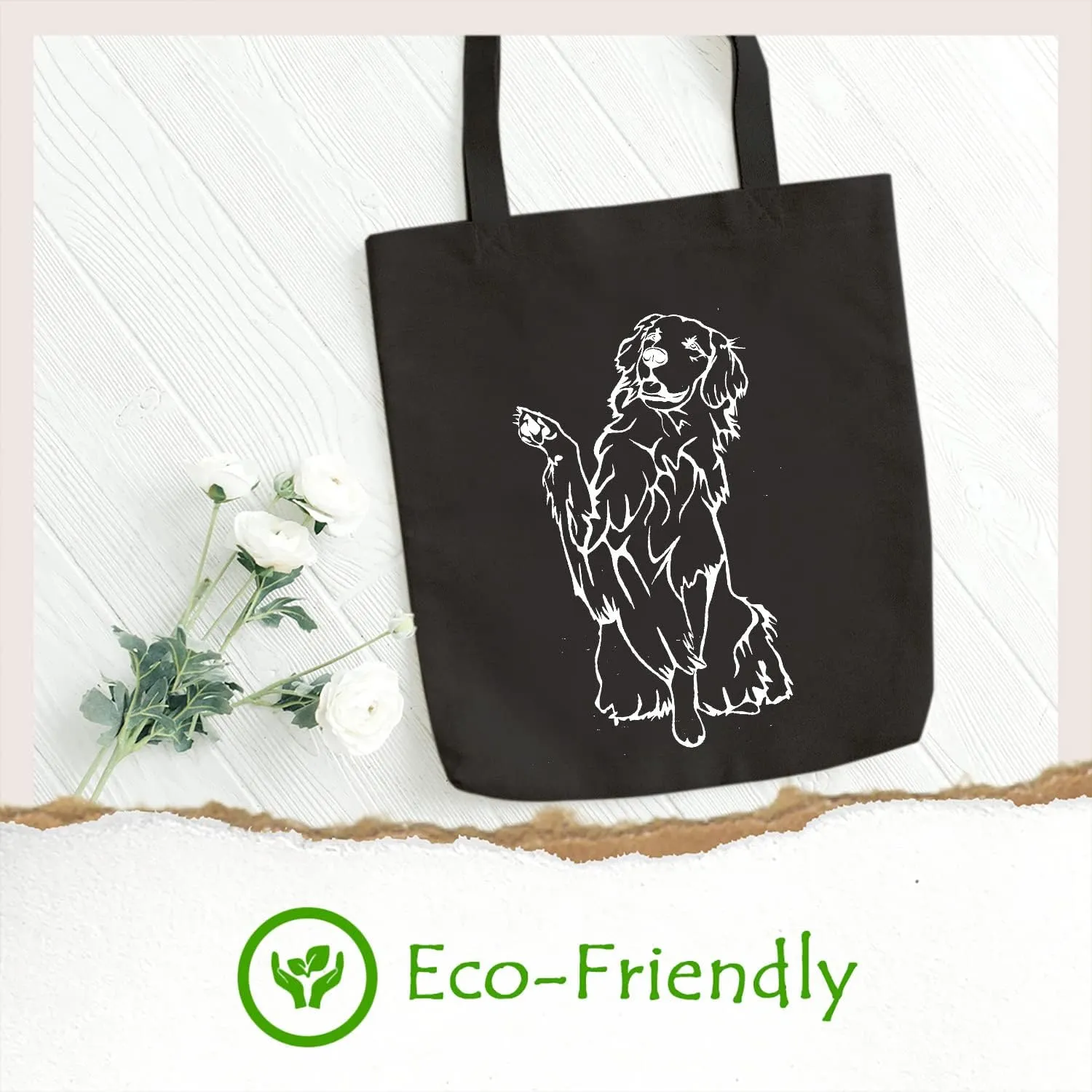 SAUIVD Golden Retriever Graphic Canvas Tote Bag Eco Friendly Shoulder Bag Dog Lover Handbag Shopping Bag