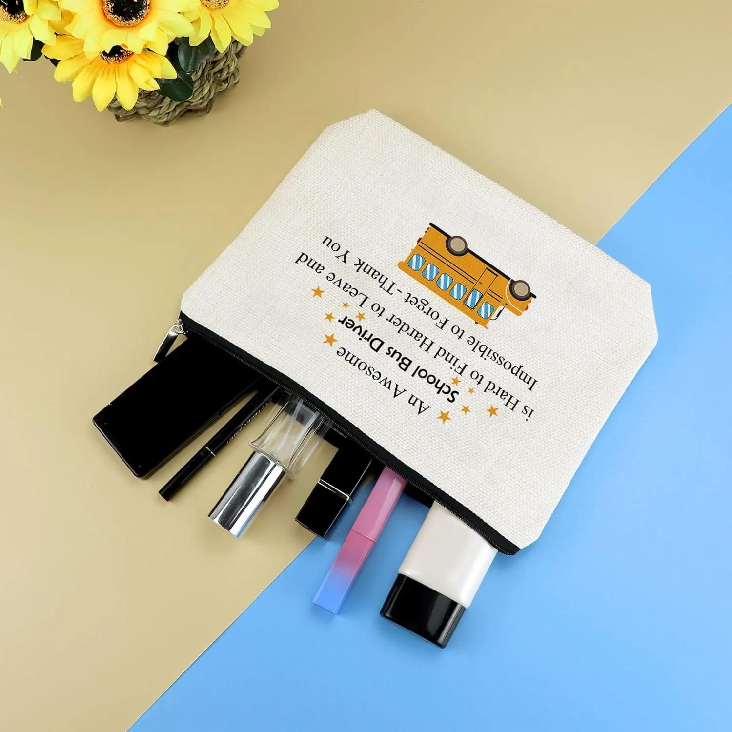 School Bus Driver Appreciation Gifts Makeup Bag For Women Thank You Gifts for School Bus Driver Cosmetic Bag Christmas Retirement Gift Back to Schools End Of Term Schools Gift Travel Toiletries Bags