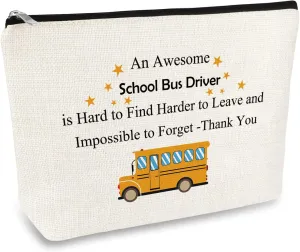 School Bus Driver Appreciation Gifts Makeup Bag For Women Thank You Gifts for School Bus Driver Cosmetic Bag Christmas Retirement Gift Back to Schools End Of Term Schools Gift Travel Toiletries Bags