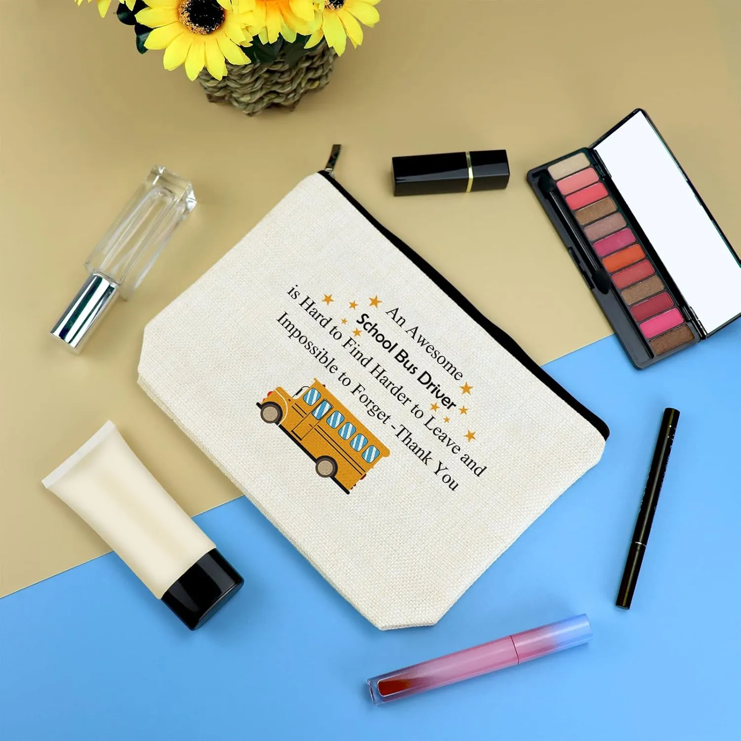 School Bus Driver Appreciation Gifts Makeup Bag For Women Thank You Gifts for School Bus Driver Cosmetic Bag Christmas Retirement Gift Back to Schools End Of Term Schools Gift Travel Toiletries Bags