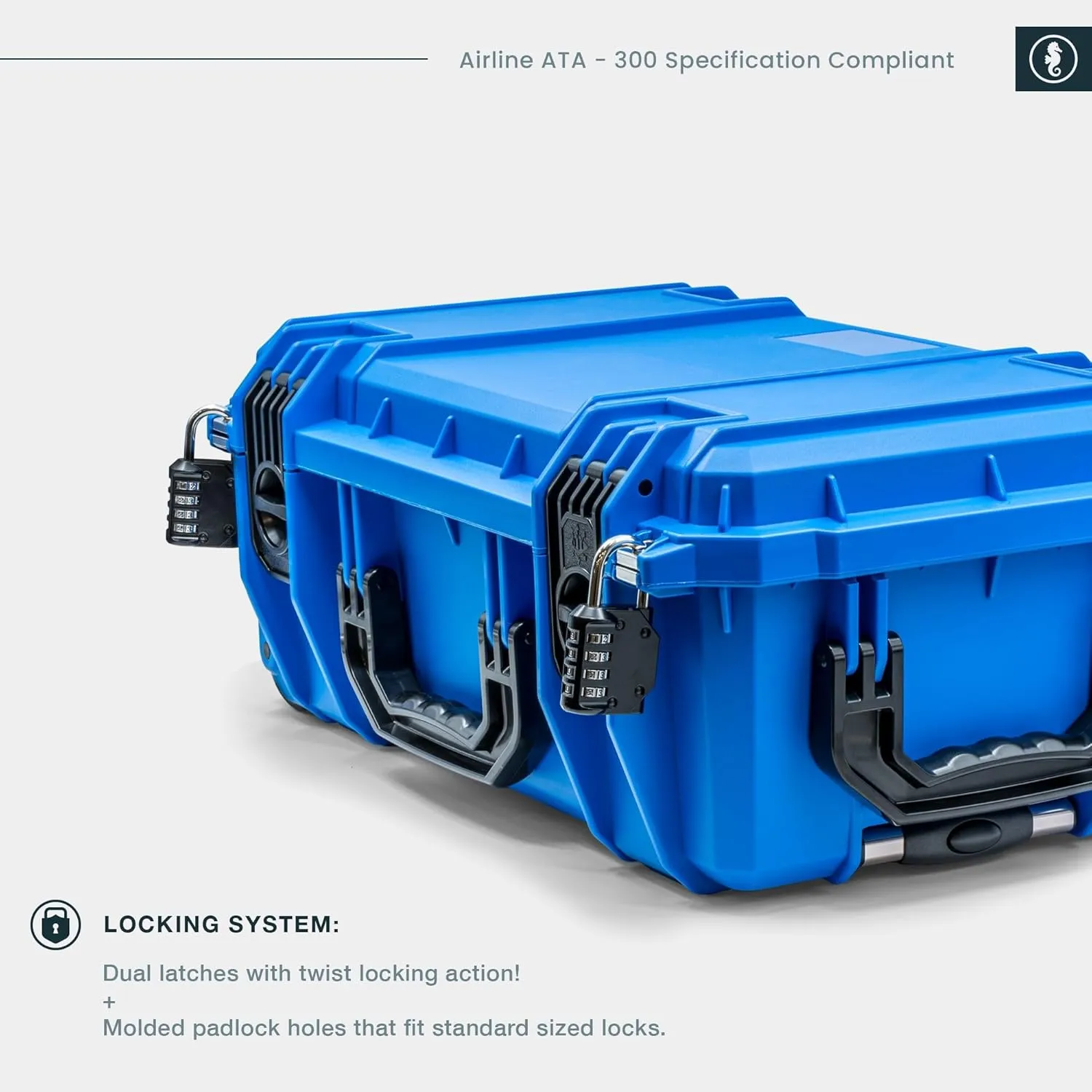 Seahorse 830 Protective Travel Suitcase - TSA Approved/Mil Spec / IP67 Waterproof/USA Made