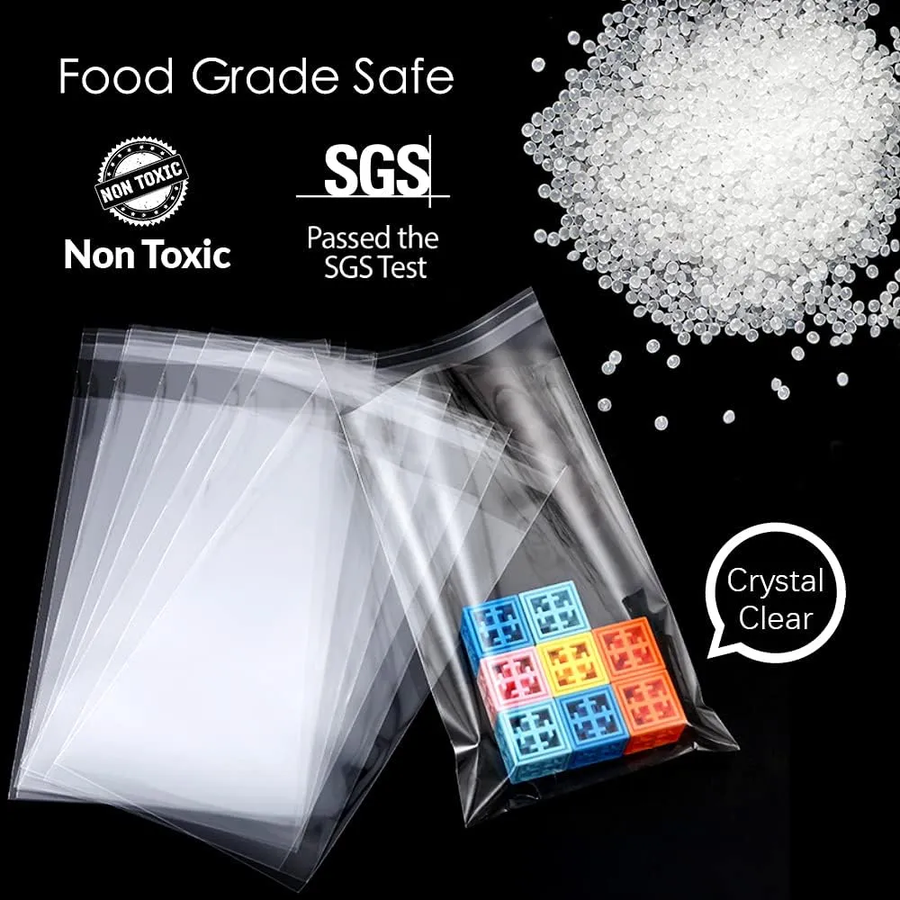 Self Sealing Cellophane Bags 100 Pcs 4 X 5 Inch,Cookie Bags With Seal for Gift Wrapping,Packaging Candies,Dessert,Bakery, Cookies, Chocolate,Party Favo,Wedding and Holiday Packaging